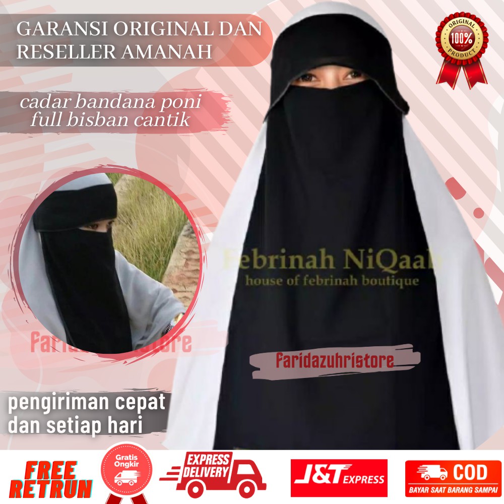 Cadar Niqab Niqob Bandana Yaman Poni Murah Sifon Silky Arab Bunga Bedoon Essm Long Layer Hidden Eyes