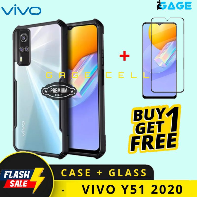 FREE ✅ TEMPERED GLASS FULL LAYAR VIVO Y51 2020 HARD SOFT CASE FUZE TRANSPARANT VIVO Y51 BACK COVER