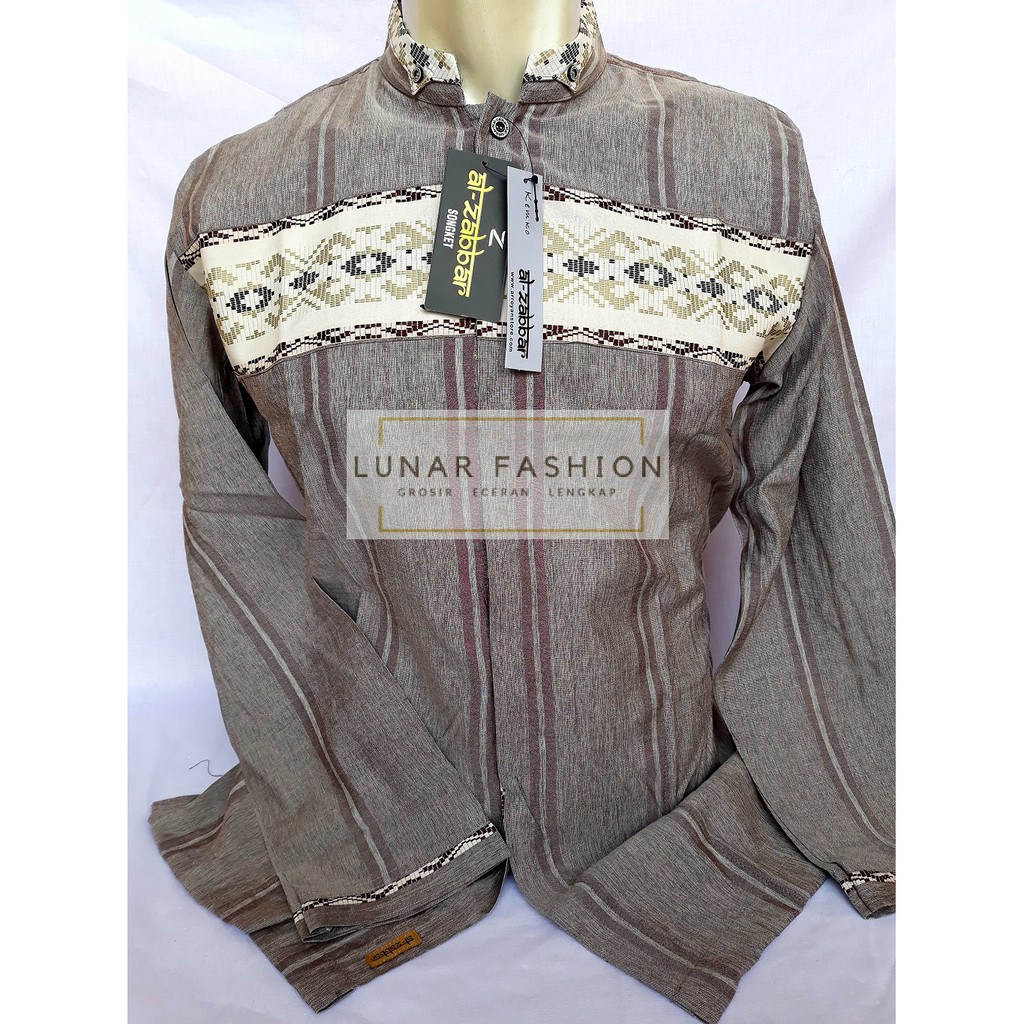 Baju Koko Pria Kemko Songket Alzabbar Lengan Panjang Eksklusif Warna Merah Hati KZP005