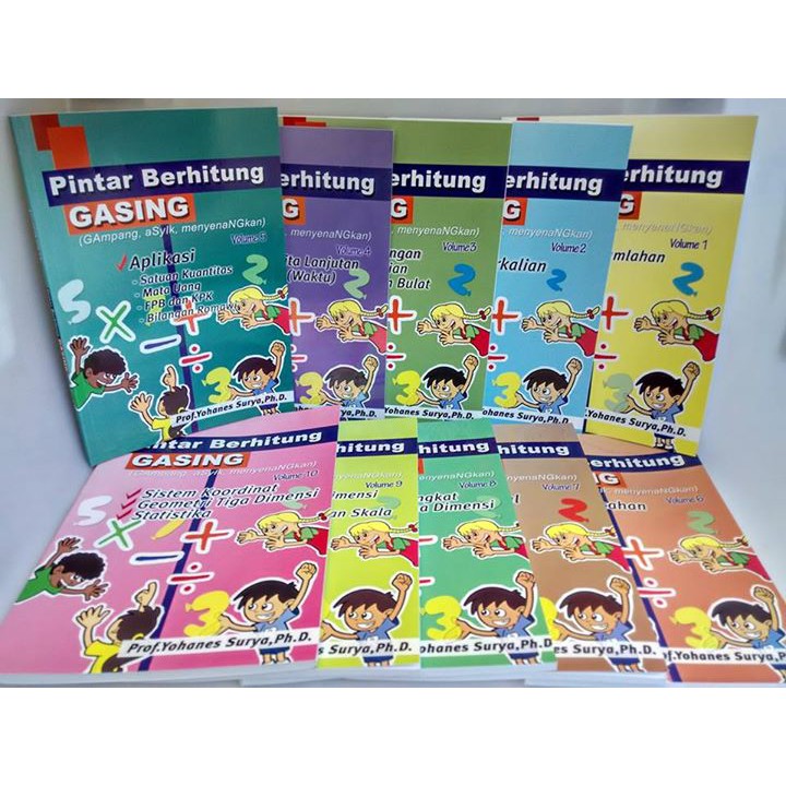 PAKET FULL BUKU PINTAR BERHITUNG GASING VOL. 1-10 (FREE BUBLE WRAP) GASING - 1-10 Volume Prof. Yohanes Surya