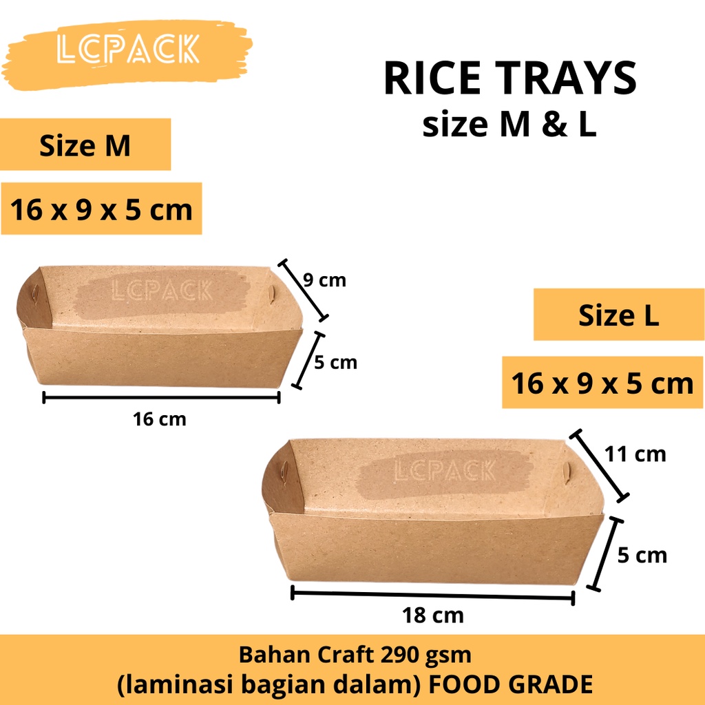 

PAPER RICE TRAY WADAH SAJI MAKAN DI TEMPAT NASI KENTANG HOTDOG ROPANG FRIES TRAY KERTAS DENGAN LAMINASI KOTAK KEMASAN BOX KRAFT TATAKAN MAKANAN FOOD GRADE