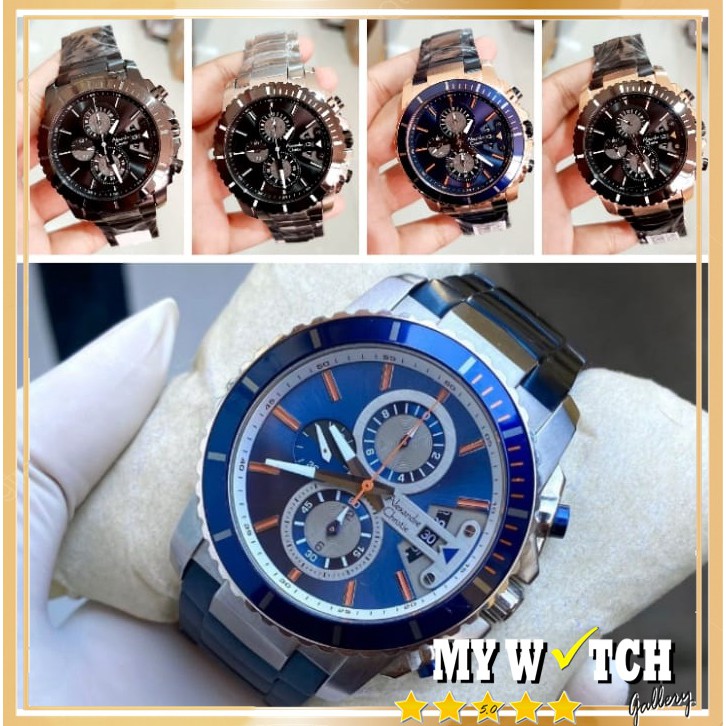 Jam Tangan AC Pria Cowok Alexander / Alexandre Christie 6455 MC Rantai Stainless Anti Air Original 1