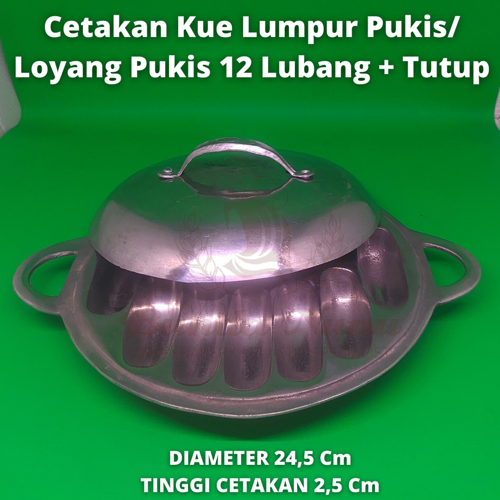 Cetakan Kue Lumpur Pukis/ Loyang Kue Balok 12 Lubang + Tutup