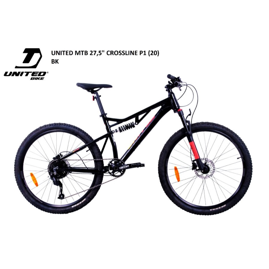 Sepeda Gunung MTB FULLSUS UNITED Crossline P1 9sp Altus Hollow Crank