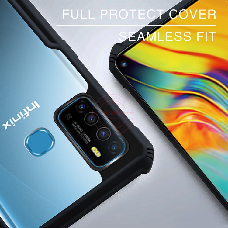 Case Infinix Hot 9 Armor Fusion Transparet Free Tempered Glass PAKET 2 IN 1 Casing dan Tempered Glass