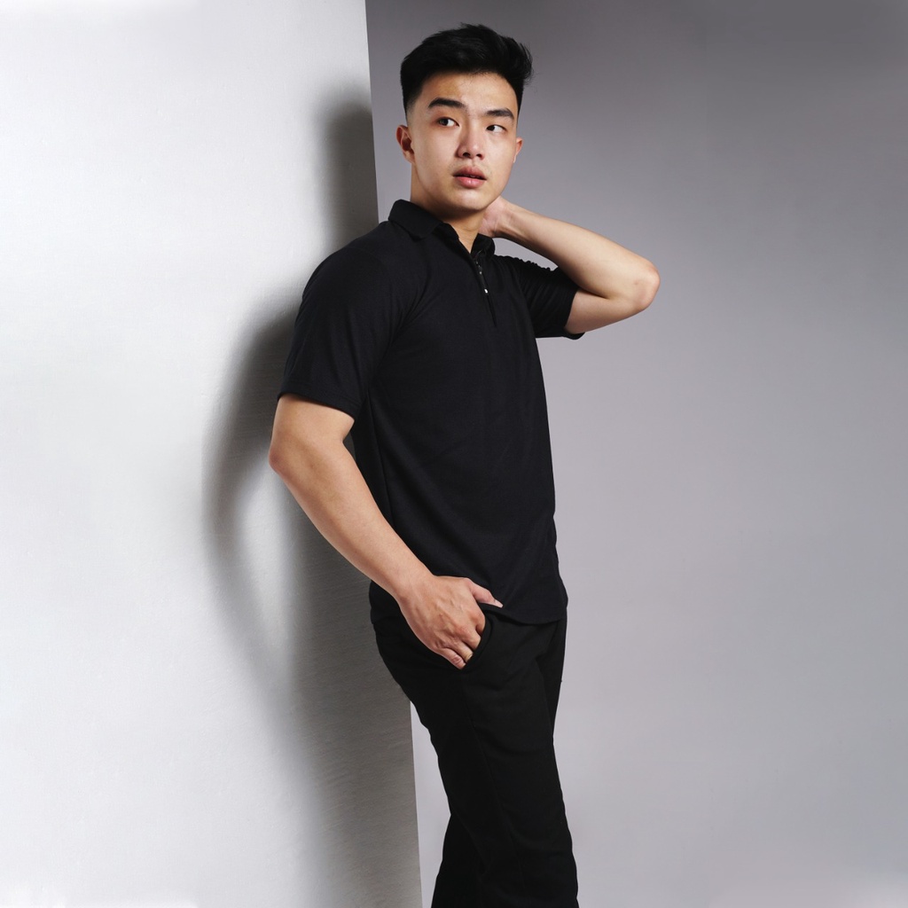 Kaos Kerah Polo Shirt Pria Polos Lengan Pendek Original Broguy - Hitam