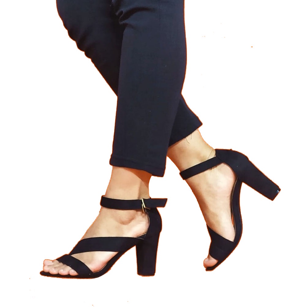 Workswell Sandal Wanita High Heels 8cm  584 Suede Hitam II