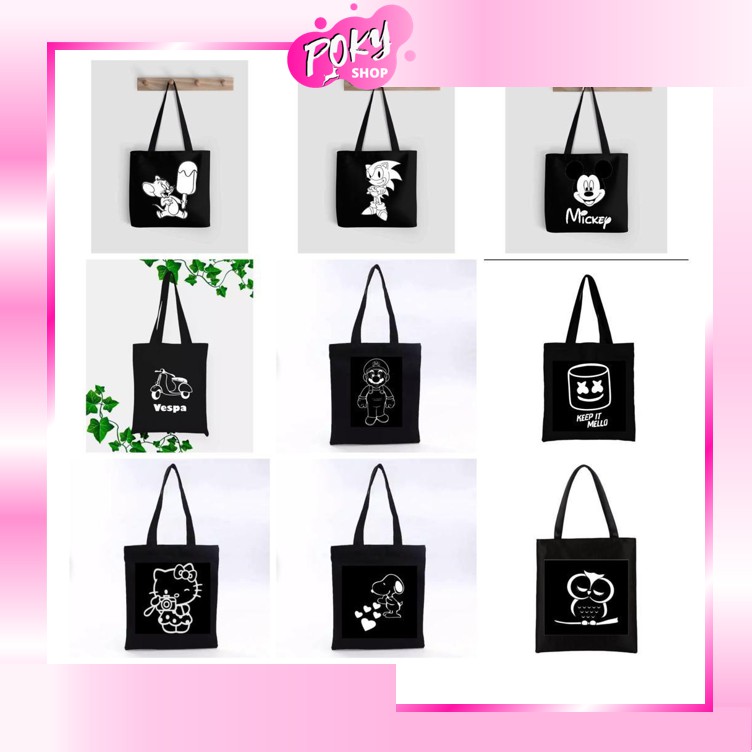 [LOKAL] POKY - Totebag Tote (PAKAI SELETING) Tote bag Cartoon kpop murah wanita custom motif