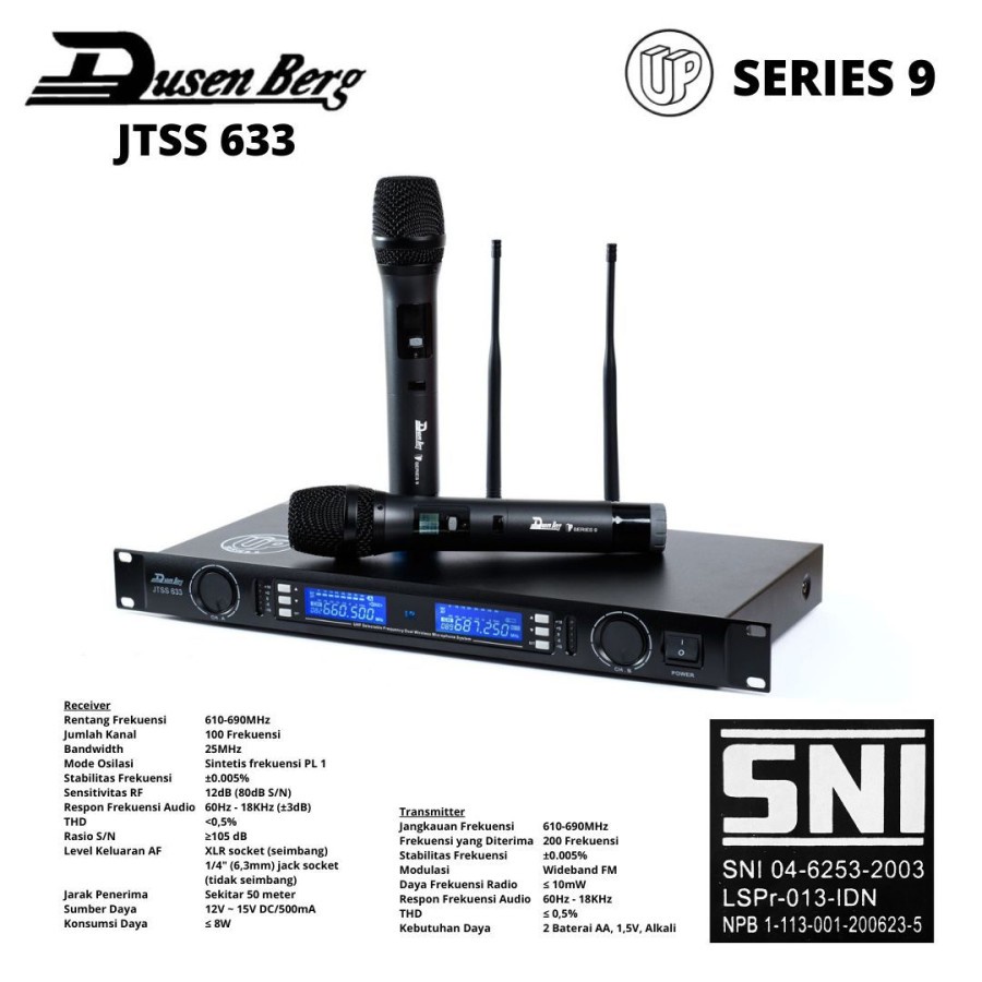 Mic Wireless Dusenberg JTSS 633 UP 9 Series UHF 2 Mic Handle Pegang Original