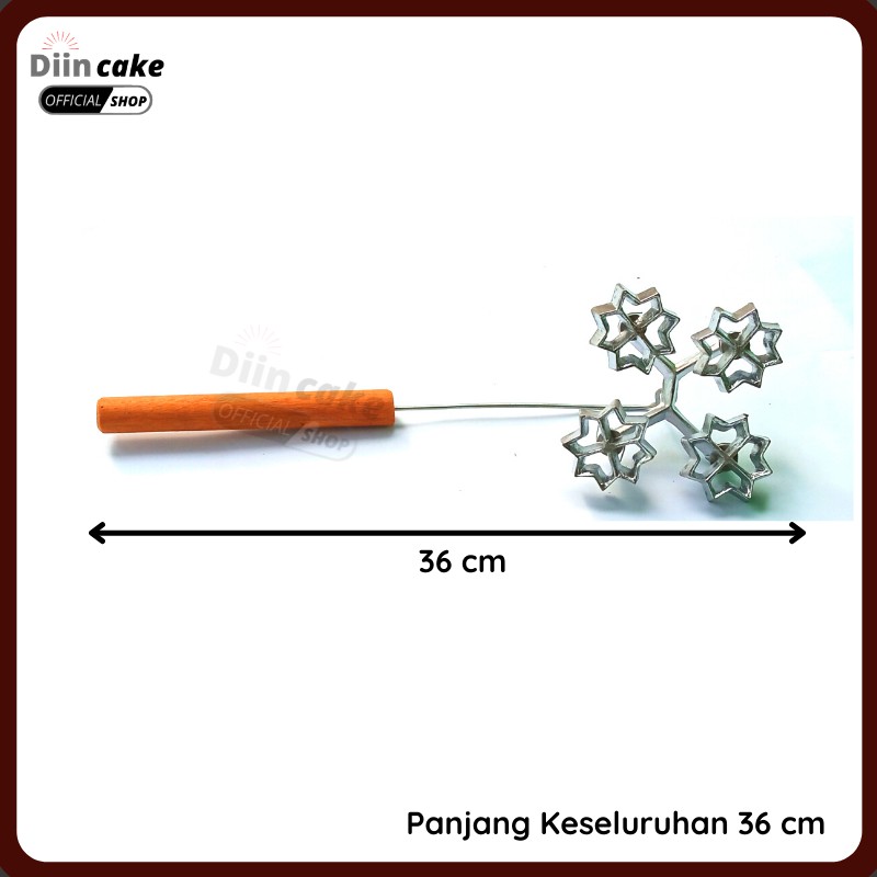 Cetakan Kue Kembang Goyang Bentuk Bintang Diameter 4 cm Cabang Gandeng isi 4 Alumunium Anti Lengket