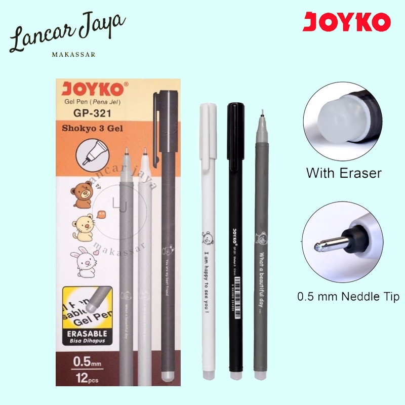 

[ 1 LSN / 12 PCS ] Pulpen Bisa Dihapus Erasable Gel Pen Joyko GP-321 Shokyo 3 Gel 0.5 mm