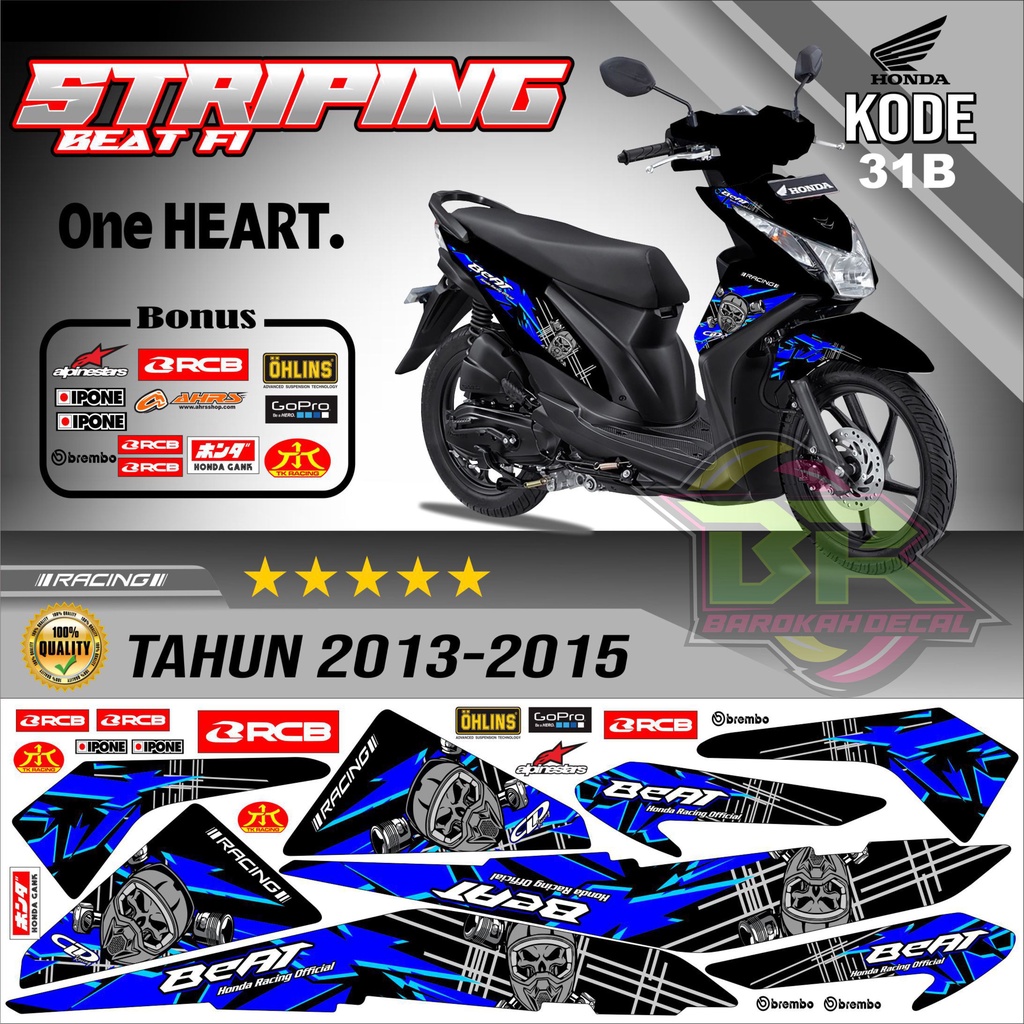 Striping Beat Fi 2013-2016 Stiker Lis Motor Beat Variasi kode 31