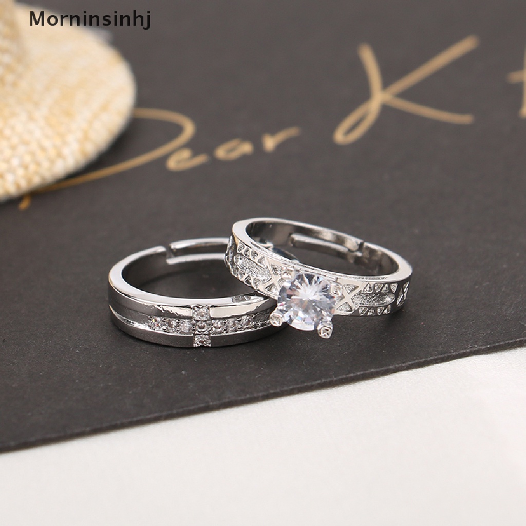 Mornin 1pasang Cincin Couple Pria Wanita Pecinta Pernikahan Cincin Zirkon Romantis Hari Valentine Kekinian Cincin Terbuka Cincin Perhiasan Hadiah id