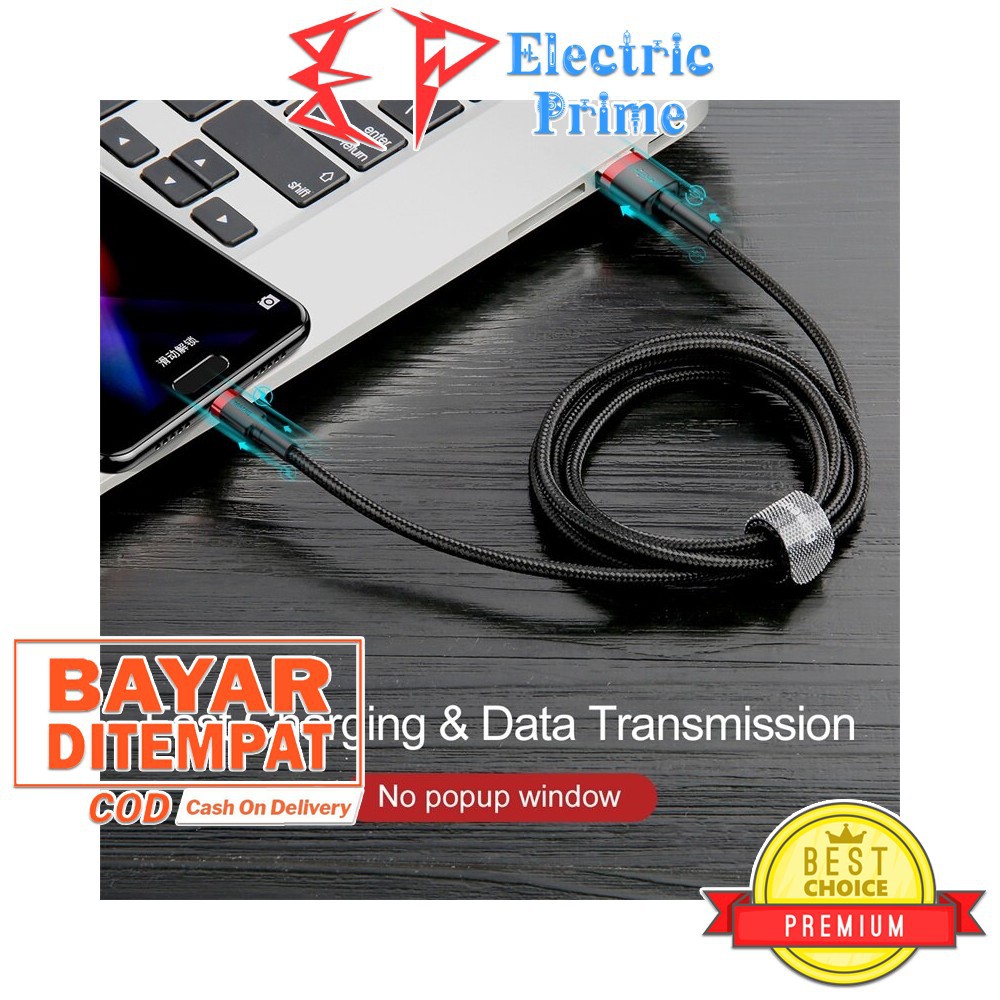 BASEUS Kabel USB To Type C 3A Fast Charging QC3.0 1M TPE Aluminium Charger Cable Kawat Nylon 480Mbps