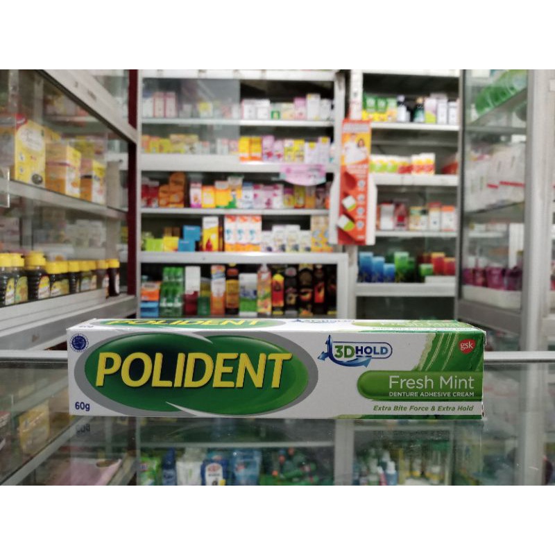 POLIDENT DENTURE ADHESIVE CREAM 60 GRAM FRESH MINT