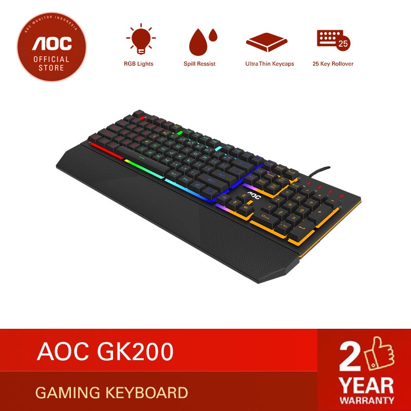 AOC GK200 Anti-ghosting keyboard with mechanical feeling and rainbow backlight