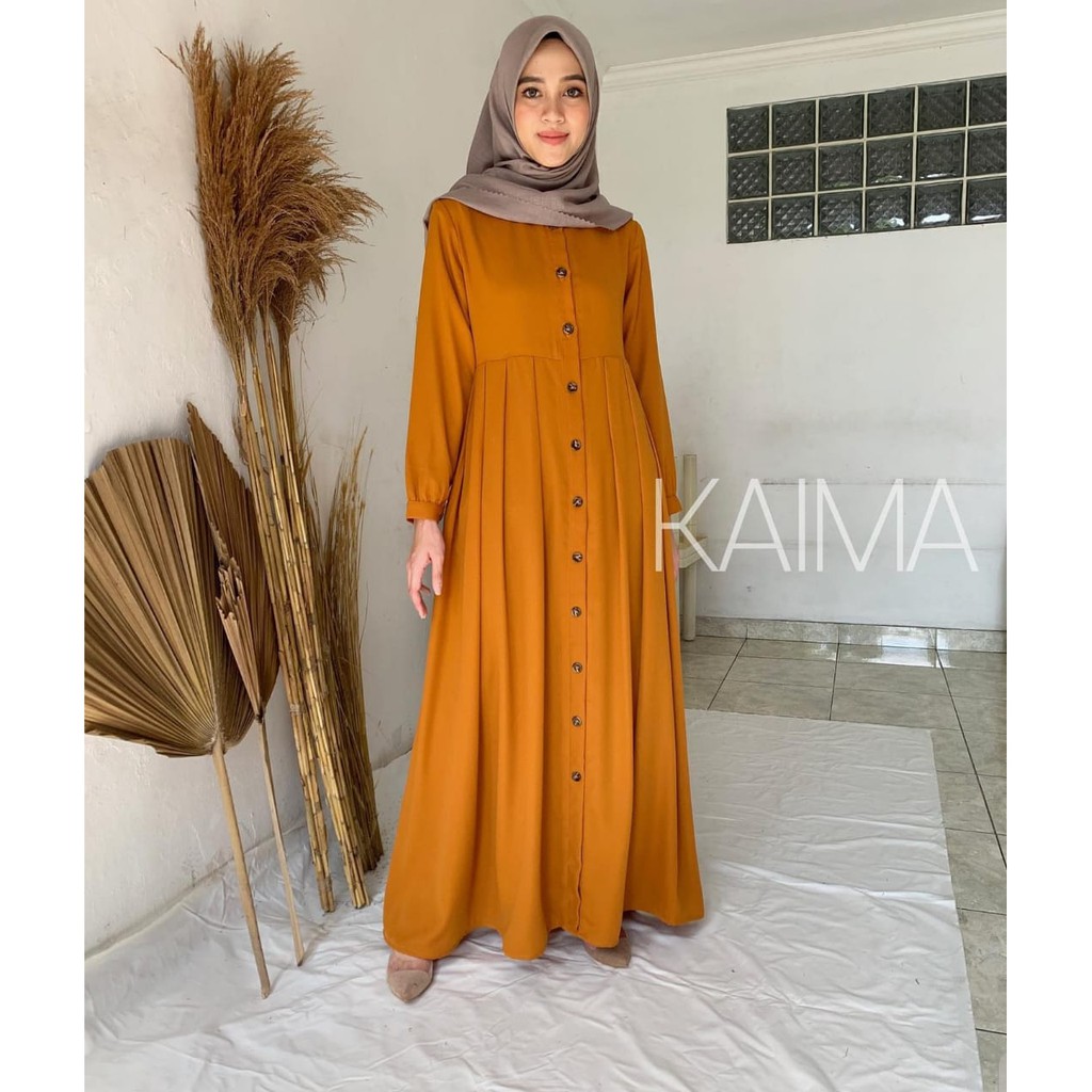 GAMIS RINJANI KAIMA MOSCREPE PREMIUM-mustard KM