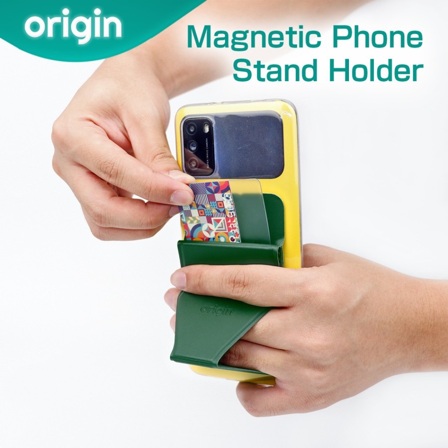 ORIGIN Universal Premium Magnetic Smartphone Stand / Phone Card Holder - Signature Green