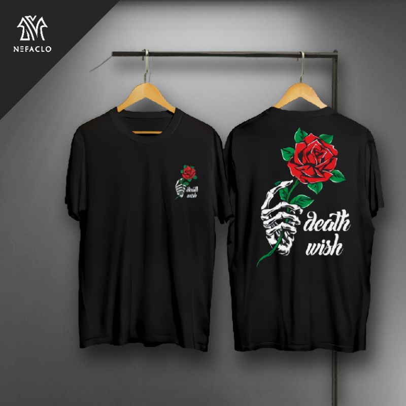NEFACLO- BAJU KAOS SABLON DISTRO DESAIN BUNGA MAWAR MURAH BAHAN COTTON COMBED ASLI