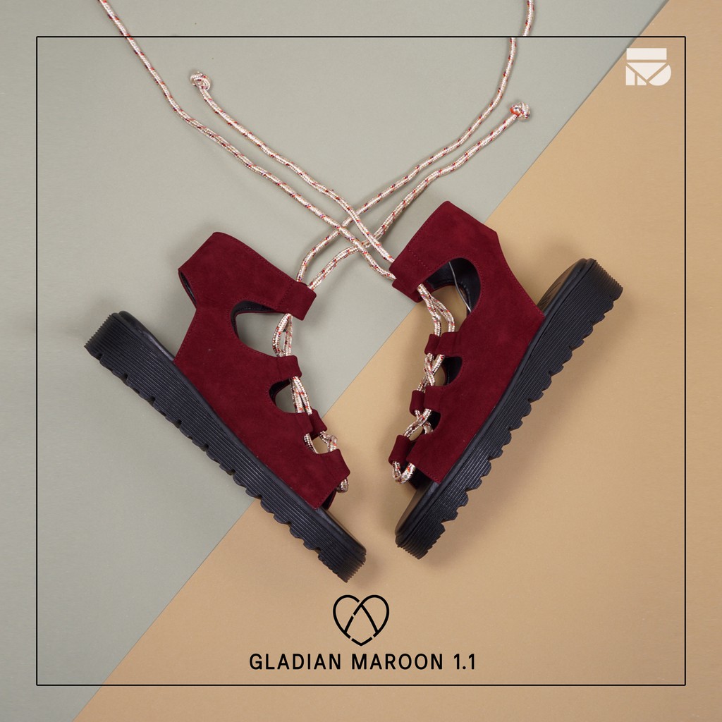 Gladian Maroon | 36-40 | Sandal Platform Tali Simpel Casual Kasual Wanita Sendal Footwear Original | FORIND x Tragen Fav