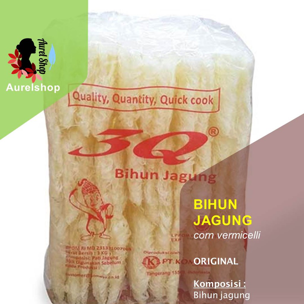 3Q Bihun Jagung Kering kemasan pack 3 kg