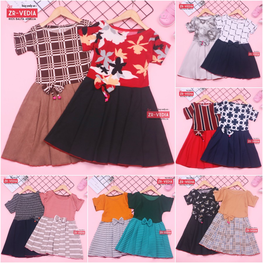 Dress Sabrina Pita 4-5 Tahun / Baju Anak Perempuan Murah  Dres Lengan Motif Pesta Fashion Cewek