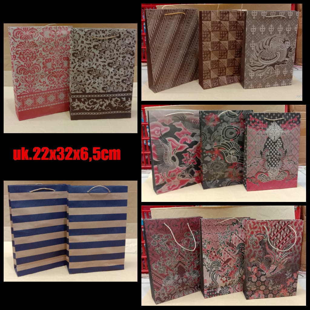 PAPPER BAG BATIK ,MOTIF PREMIUM ISI 12 PCS