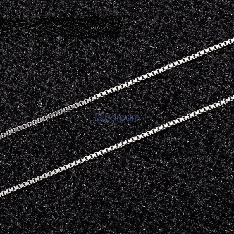 [Tersedia] 100% Sterling Silver 925 Kalung 0.8 Mm Kotak Rantai Panjang Yang Berbeda Tipis Rantai Perhiasan Hadiah 16-24 &quot;Grosir