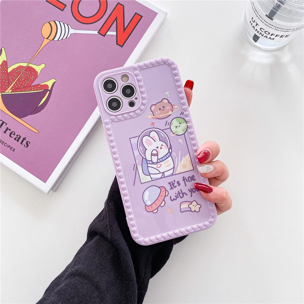 Soft Case Realme C11 C15 C20 C21 C21Y OPPO A15 A16 A54 A55 4G A5S A7 A12 A11K A9 A5 2020 A74 A94 A93 Reno 4F 5F F19 F17 Pro Loving Cute bear in space Case-T033