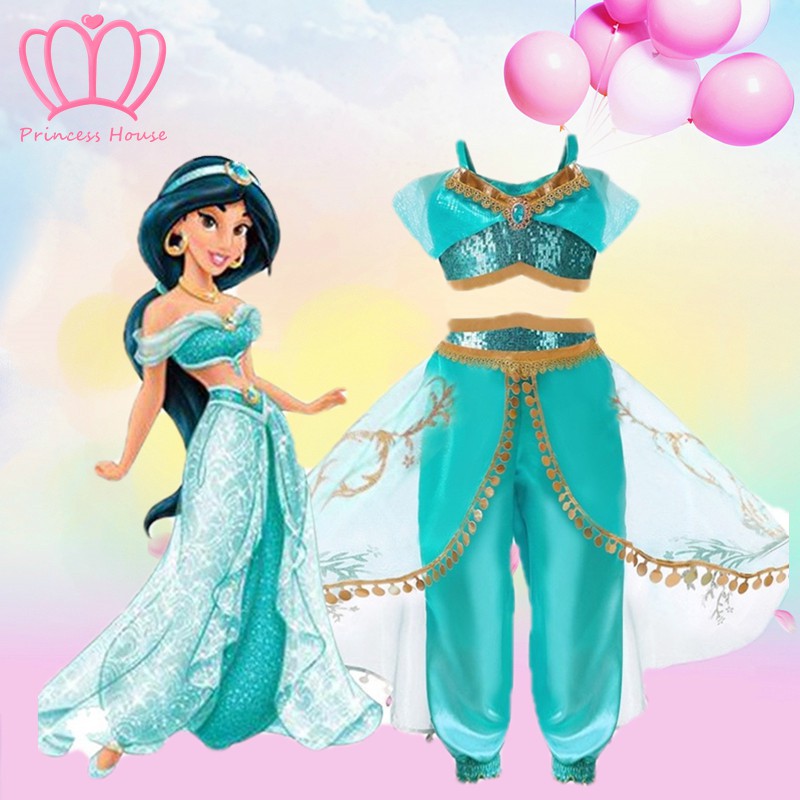 Aladdin Disney Jasmine Dress - Kid Girl S Halloween Clothing Disney Aladdin Dresses Princess Jasmine Dress Shopee Indonesia