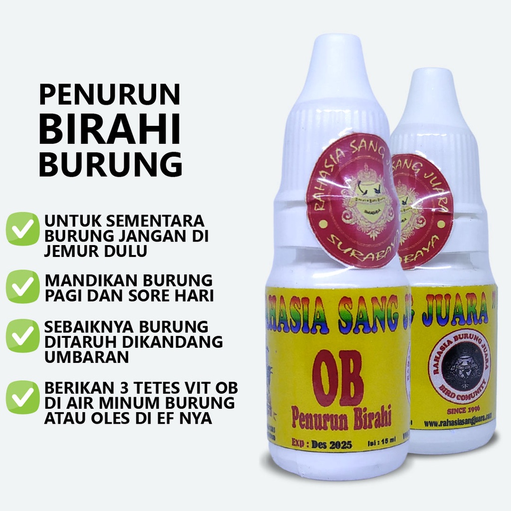 PENURUN BIRAHI BURUNG | OBAT PENURUN BIRAHI LOVEBIRD MURAI BATU KENARI KACER PLECI