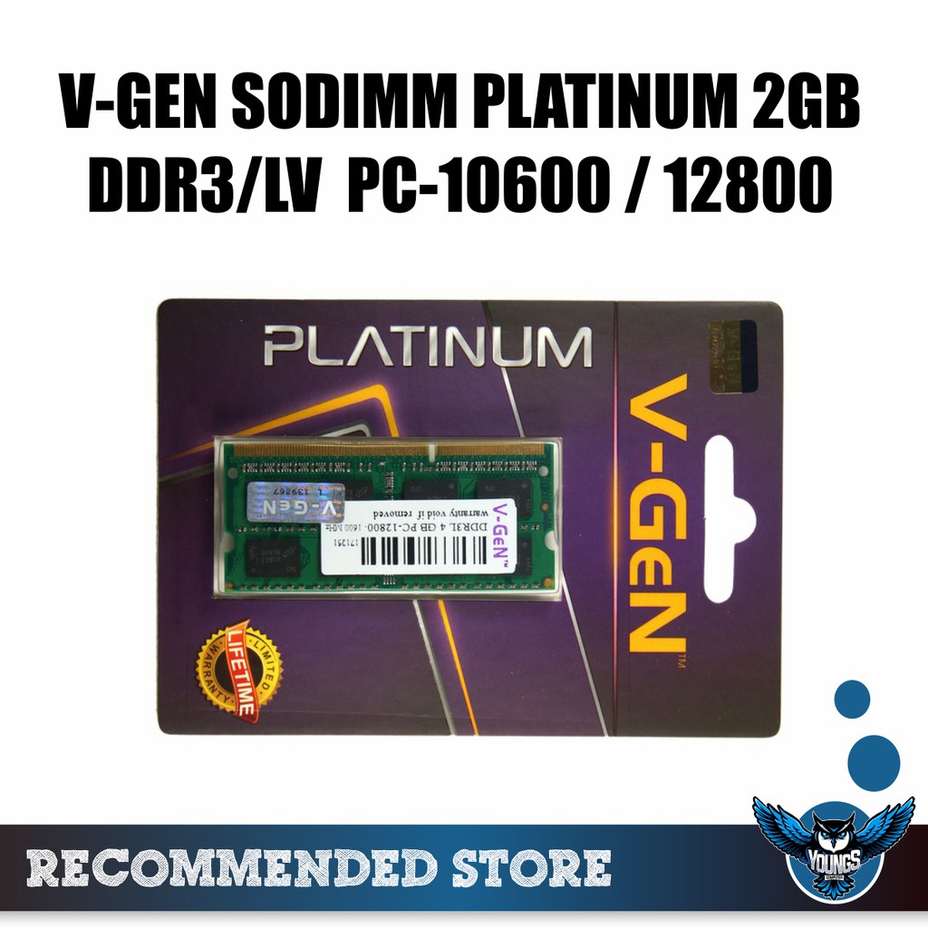 Ram Laptop V-Gen Platinum DDR3 2GB 1333 / 1600 (Sodimm) Vgen DDR3/LV