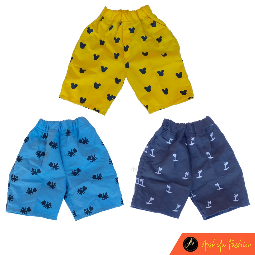 Celana Anak Pendek Motif Sablon 1thn s/d 6 thn Anak Laki-laki Dan Perempuan