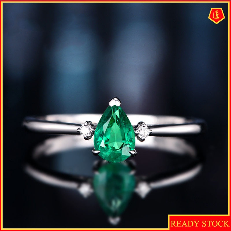 [Ready Stock]Exquisite Elegant Inlaid Carat Emerald Ring