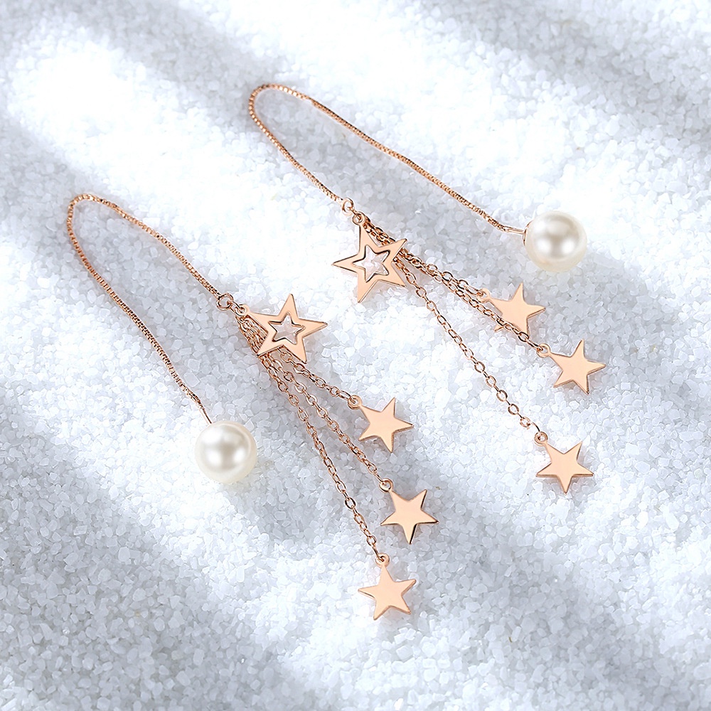 925 Perak Anting Anting Wanita Rose gold ear line Perhiasan Fashion