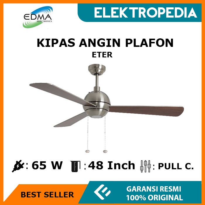 MT EDMA - EDMA Kipas Angin Lampu Decorative 48in Eter BK