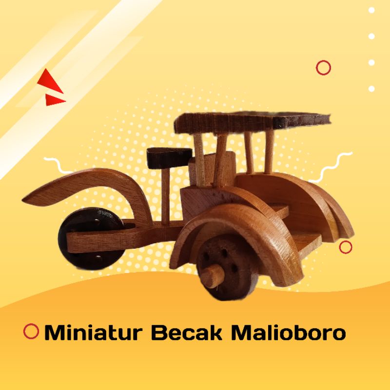 MAINAN BECAK MINIATUR KAYU JOGJA