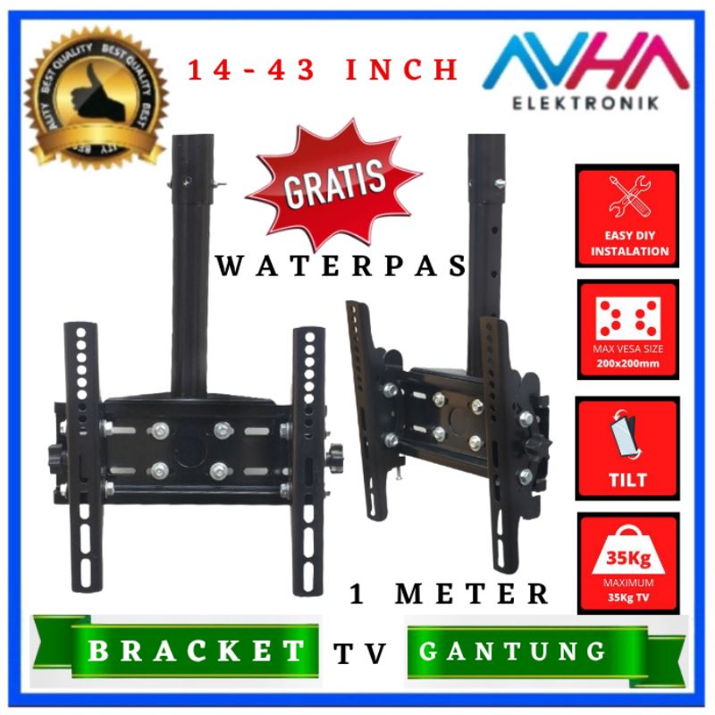 Bracket TV 32 40 42 43 26 27 Inch Braket Plafon Breket Gantung Ceiling TV 1 Meter Bisa Nunduk Atas bawah