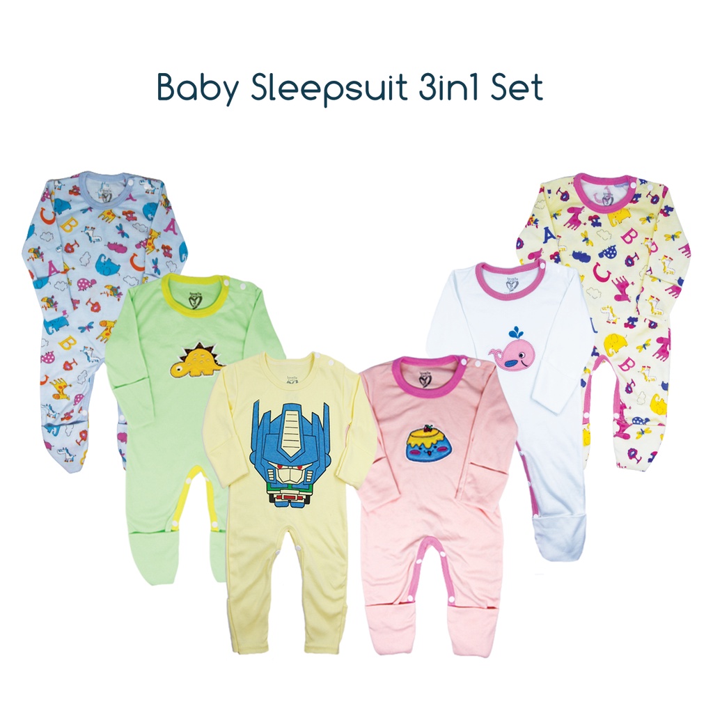 Lovelle cart's Sleepsuit 3in1 Bayi laki -laki/ Bayi perempuan Buka Tutup Tangan Kaki(SNI)