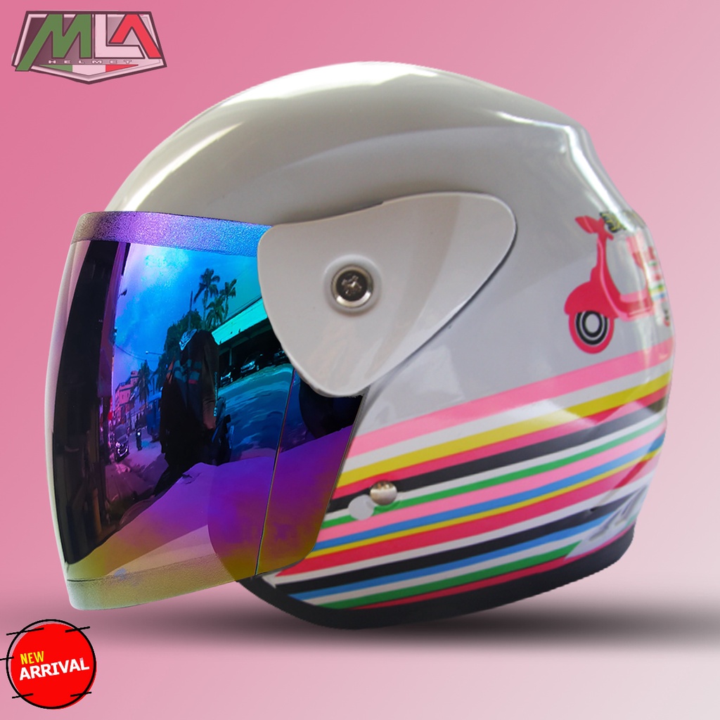 Helm Dewasa Half Face Evolution Seperti Helm GM Original Motif I LOVE BIKE -Helm Murah COD