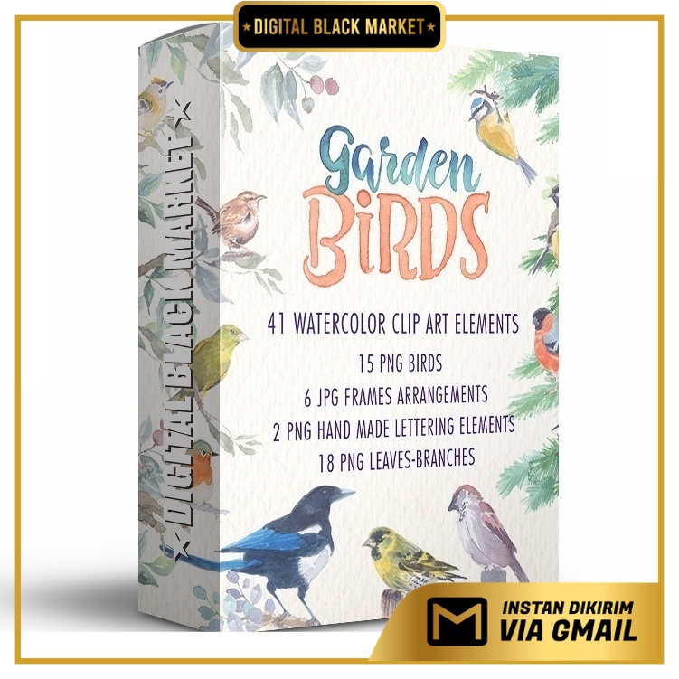 Garden Birds Watercolor Clipart - Vector Designs