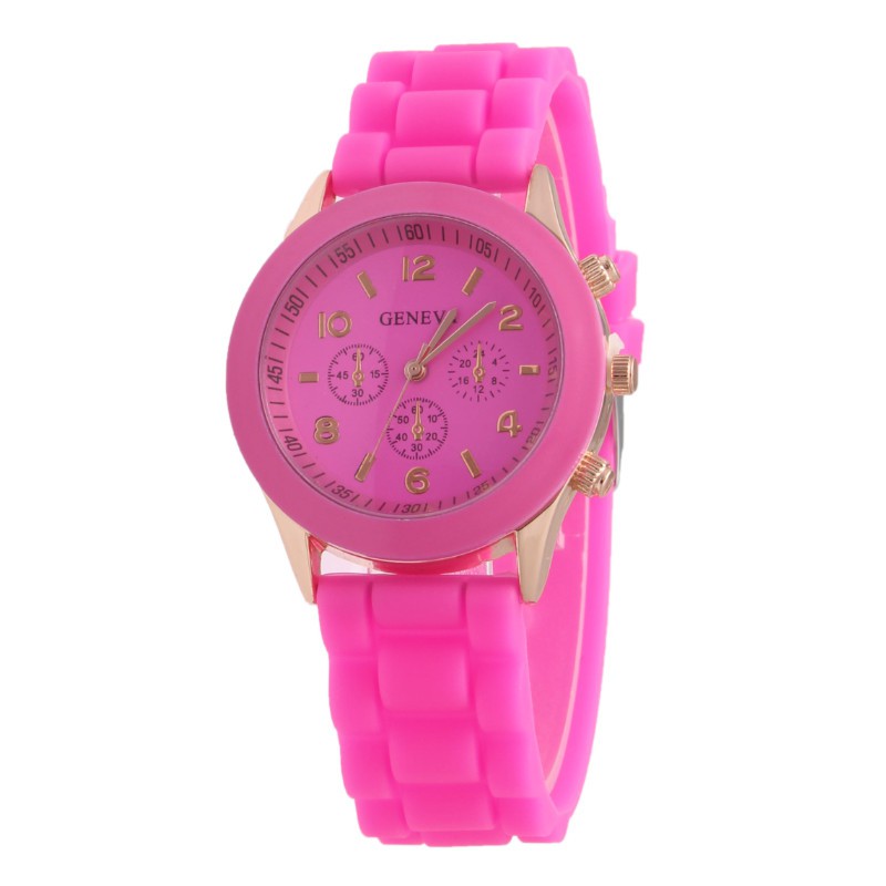 Geneva Fashion Rubber Jam Tangan Wanita - Pink Tua - KRT