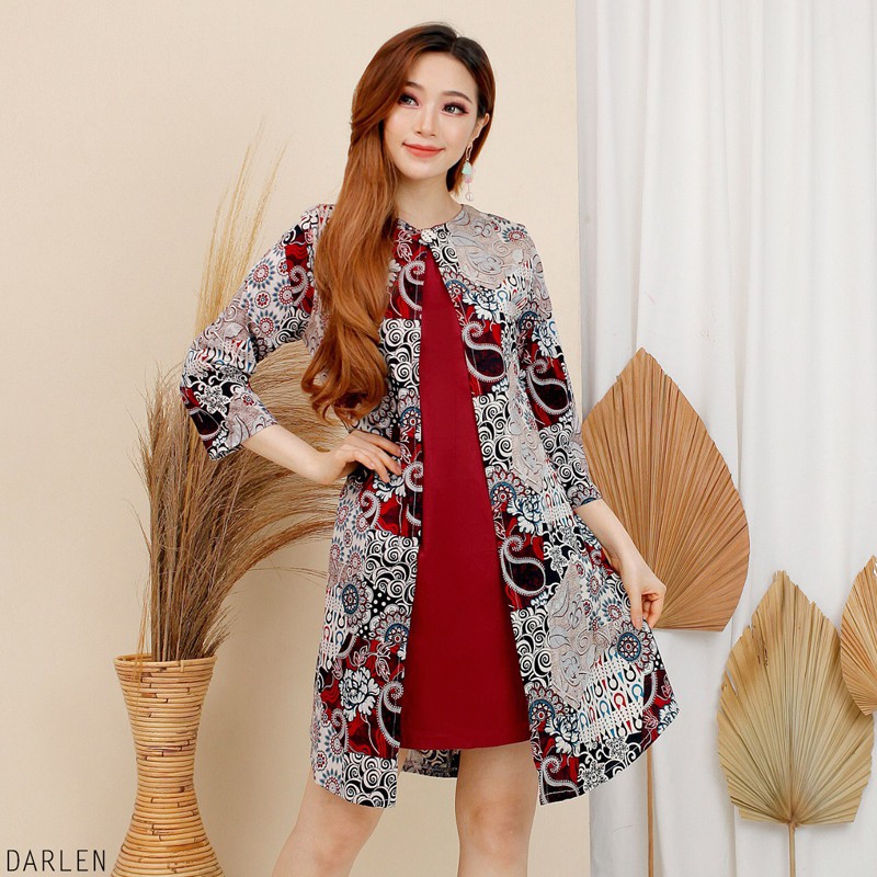 DARLEN DRESS STANDAR,JUMBO , L &amp; SUPER JUMBO - Dress Batik  Wanita Terusan Wanita