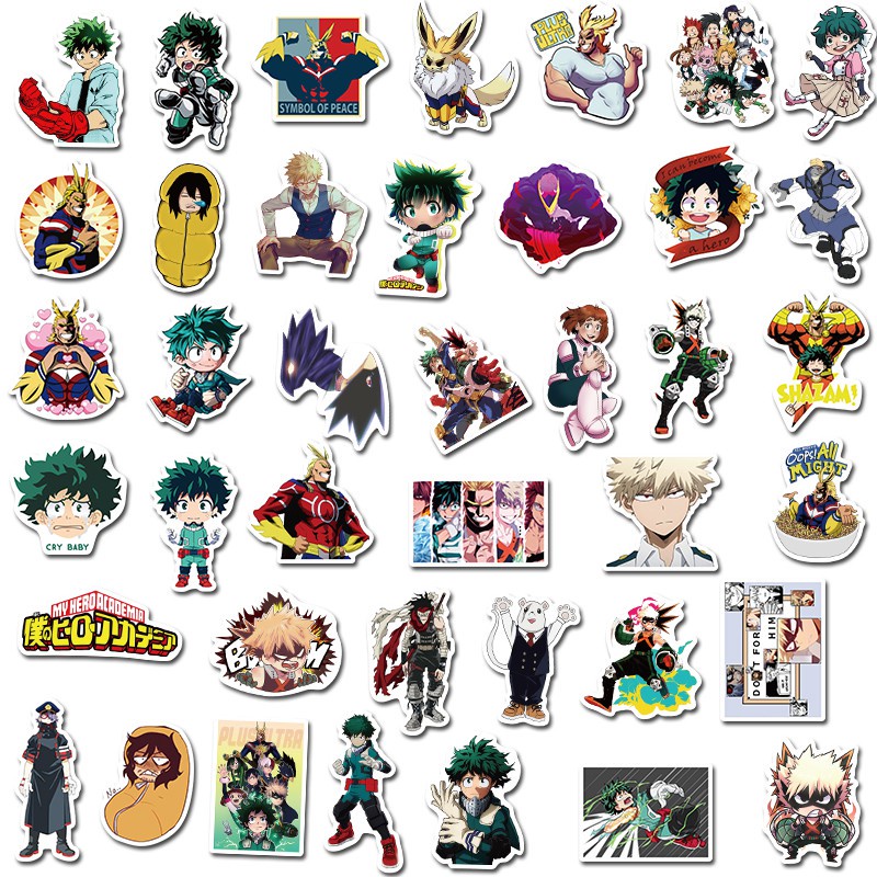 50Pcs/pack Japanese Anime My Hero Academia Sticker for Fans DIY Luggage Laptop Skateboard Bottle Motorcycle Bicycle Stickers