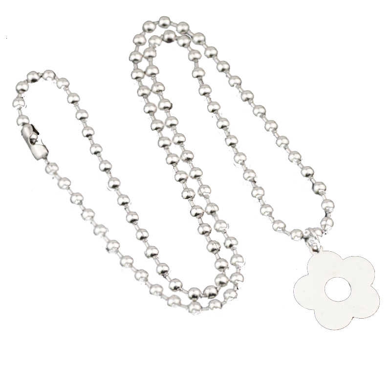 19052Stainless steel flower necklace，Ball Beaded Hip Hop Necklace