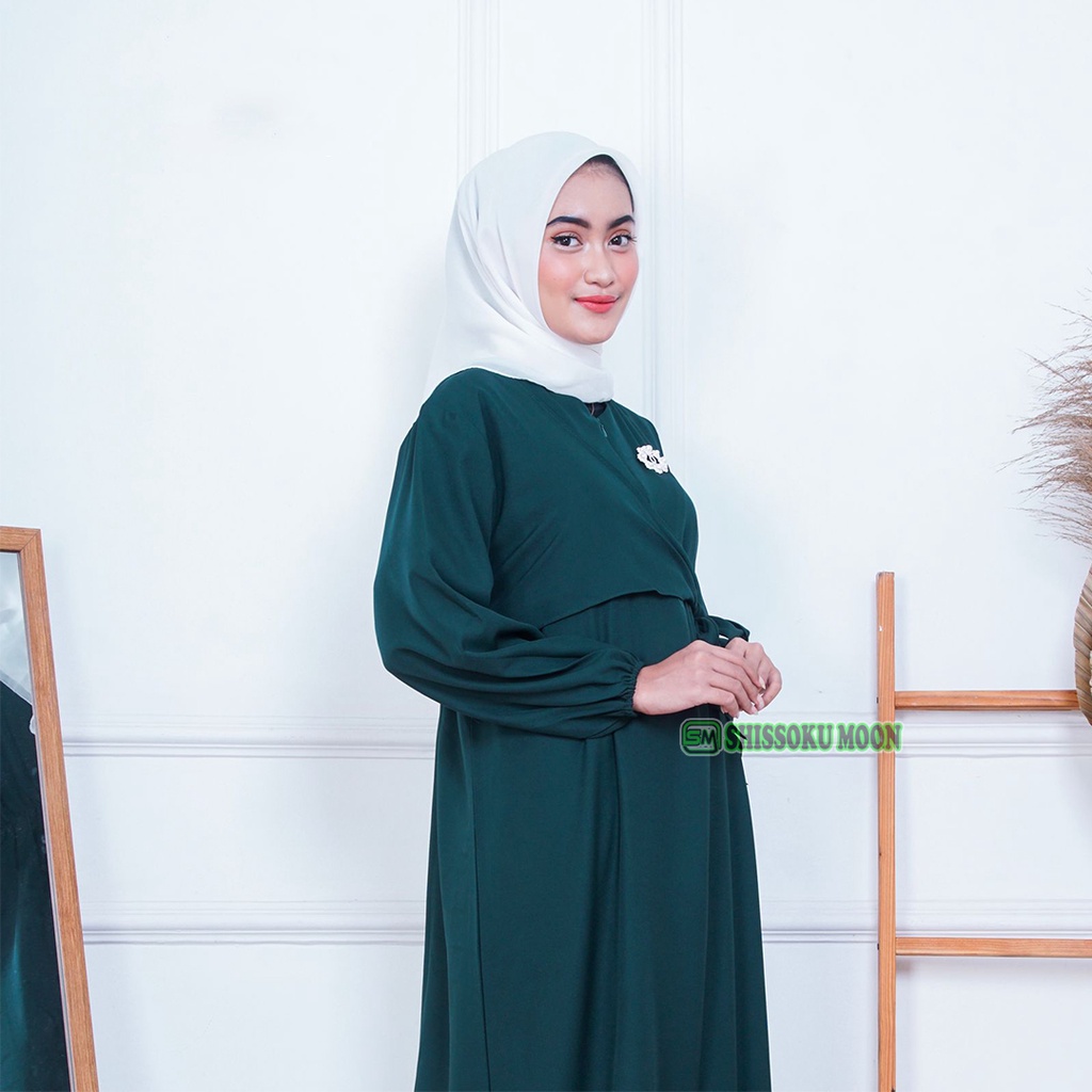 Dress Gamis Hamil Menyusui Model Muslimah Bahan Rayon Twill