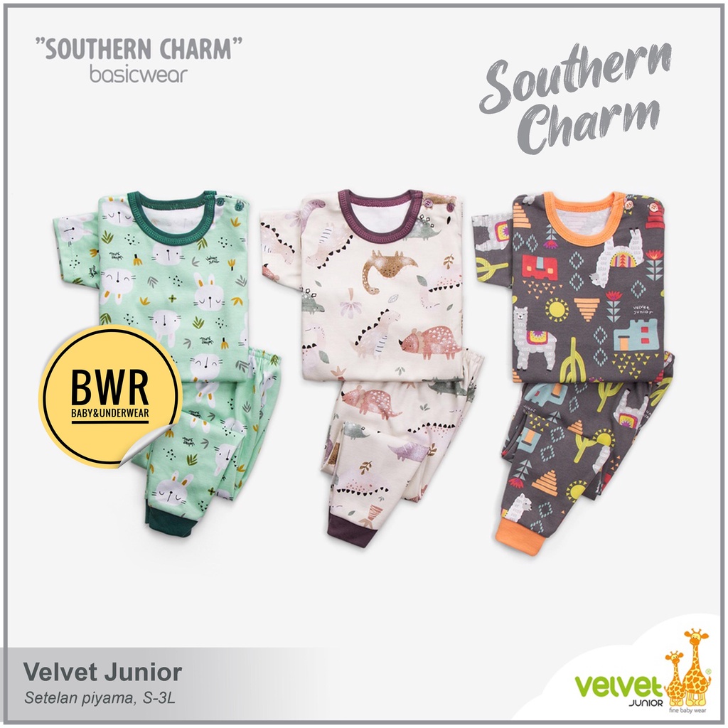 CPR Velvet Junior Terbaru SOUTHERN Cram Terbaru / Setelan Piyama Baju Tidur Unisex Lengan Pendek | Bwr