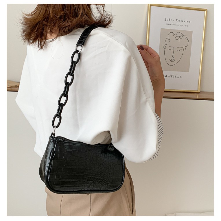 Sling bag Croco Oliv - Tas Selempang Wanita