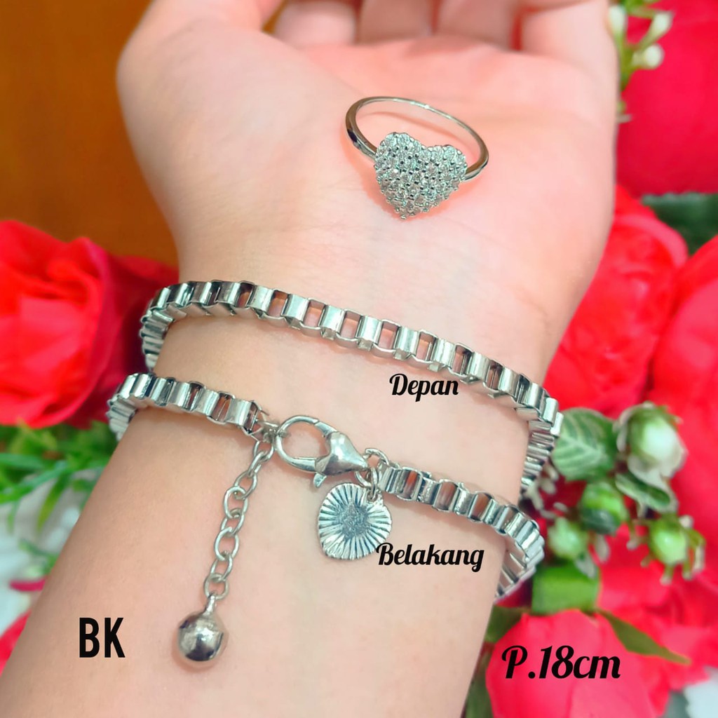 Gelang rantai FREE CINCIN (motif variasi) elegan gold&amp;silver termurah tidak karat COD