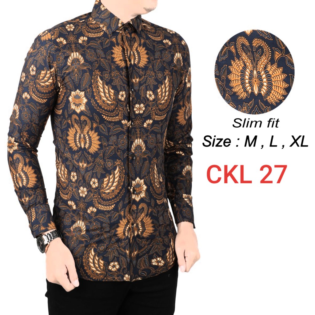 KEMEJA BATIK PRIA SLIM FIT LENGAN PANJANG BAJU BATIK SOLO LENGAN PANJANG CKL27